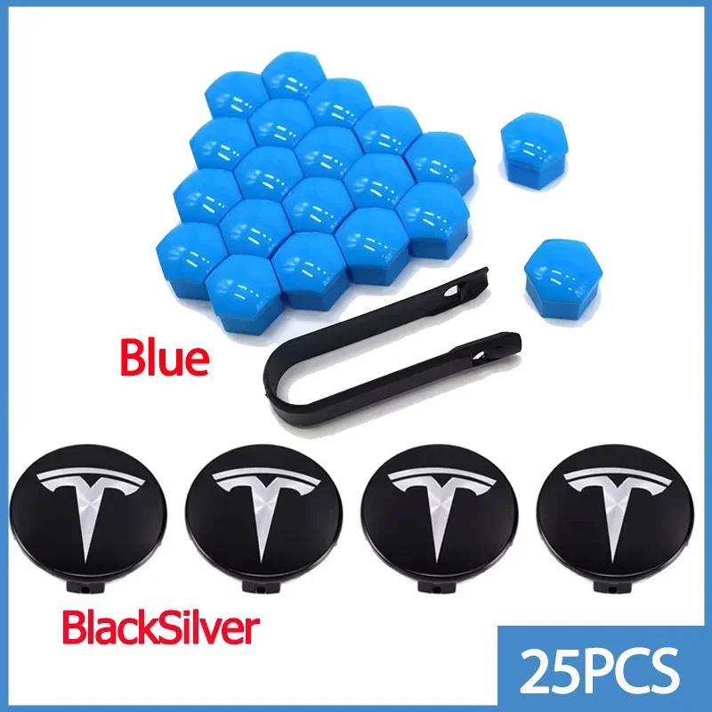 56mm Center Hub Caps for Tesla Model 3 Y S X Car Wheel Valve Cap Tire Lug Nut Protective Cover Exterior Decoration 25pcs / 29pcs