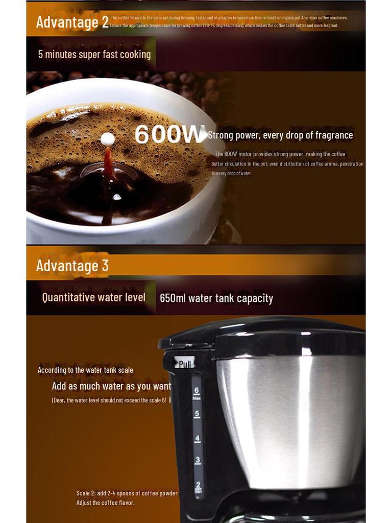 Compact Automatic Drip Coffee and Tea Maker for Home