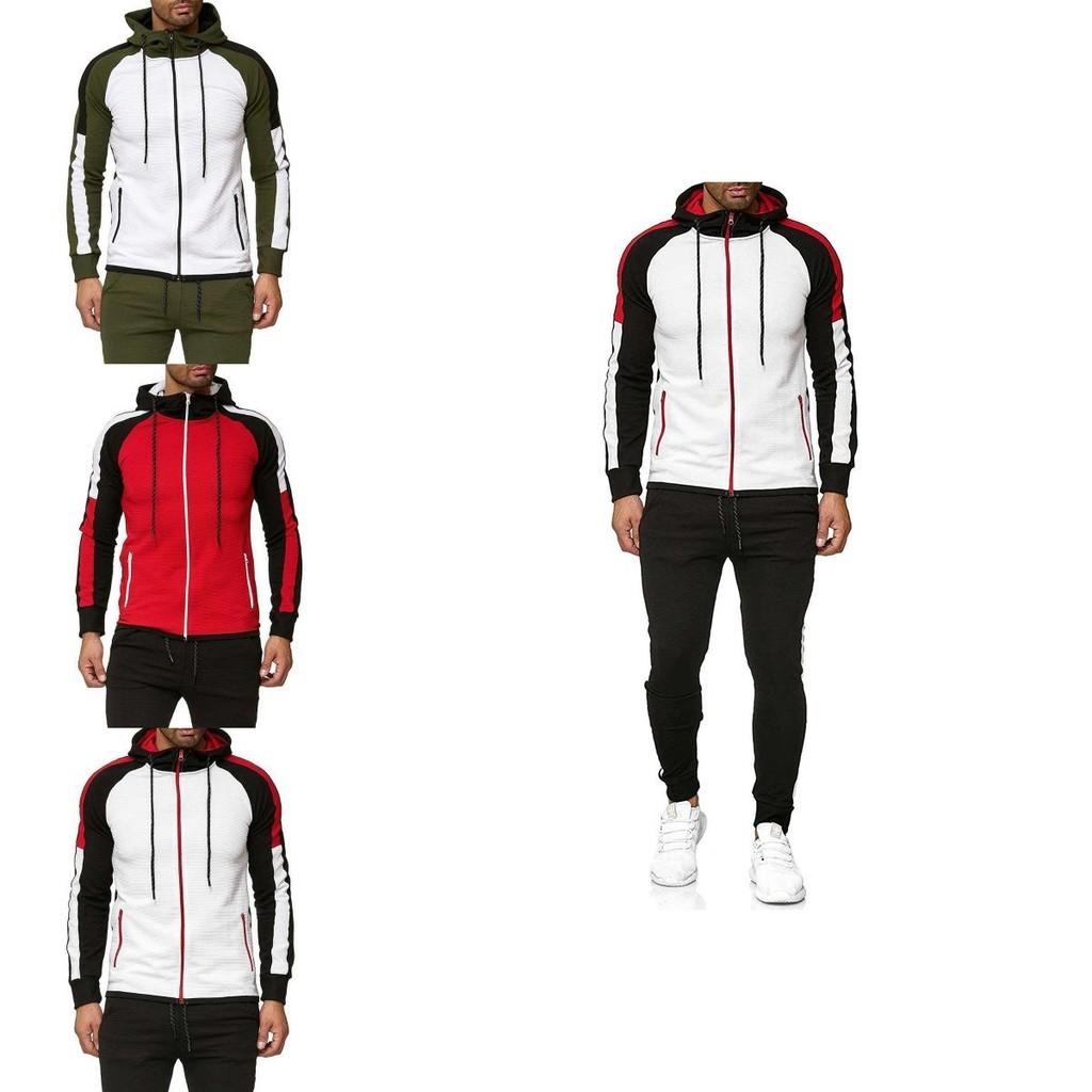 Stylish Men's Tracksuit Jogging Hoodie Coat Jacket With Zipper And Adjustable Pants Set For Activewear