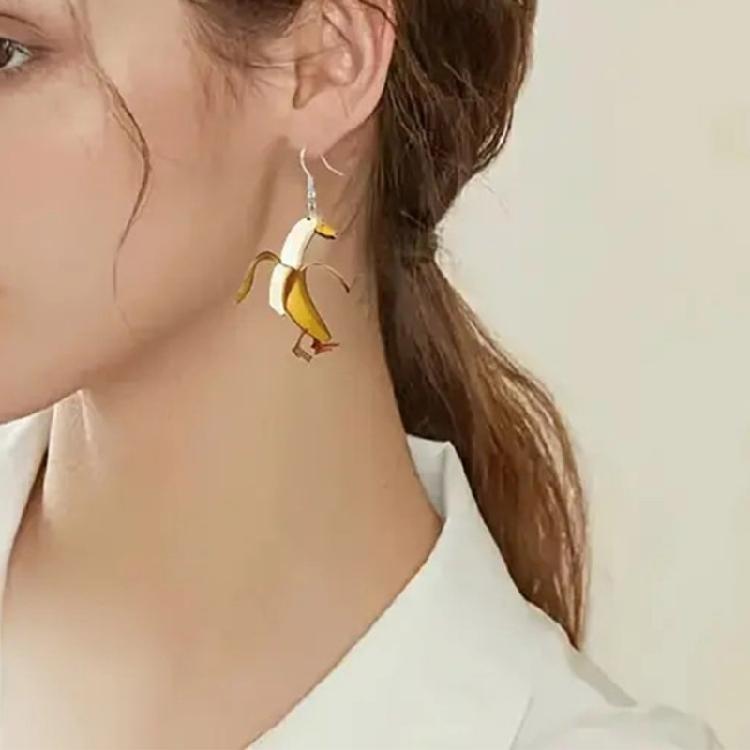 Trendsetzende Duck Banana Fusions Ohrringe Lebhaftes Acryl Verspieltes Accessoire Für Modebegeisterte Und Geschenksuchende