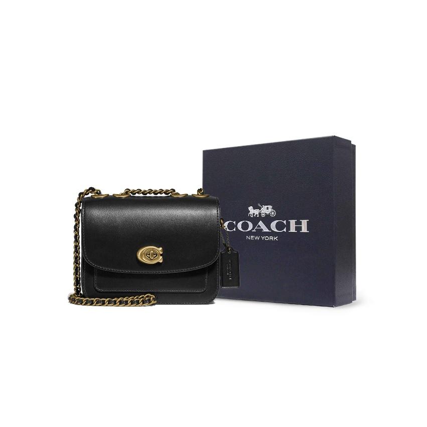 Coach Madison 16 Signature C Turnlock Flap Chain Crossbody Bag Women crossbody bag Black 5212-B4BK