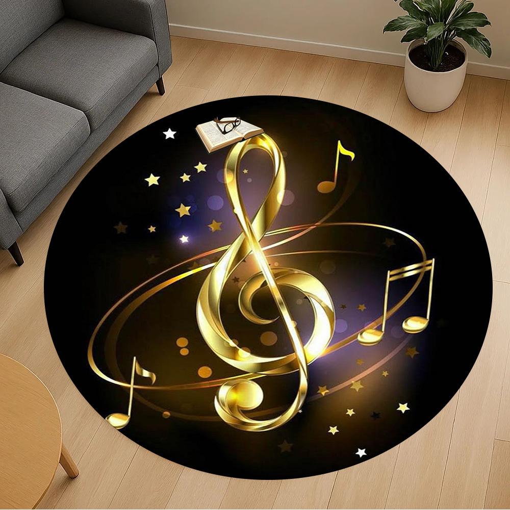 1PC music note starry night Office Round Area Rug, Under Office Chairs Bedroom Living Room Home Decor,Carpet for Office, -1110260