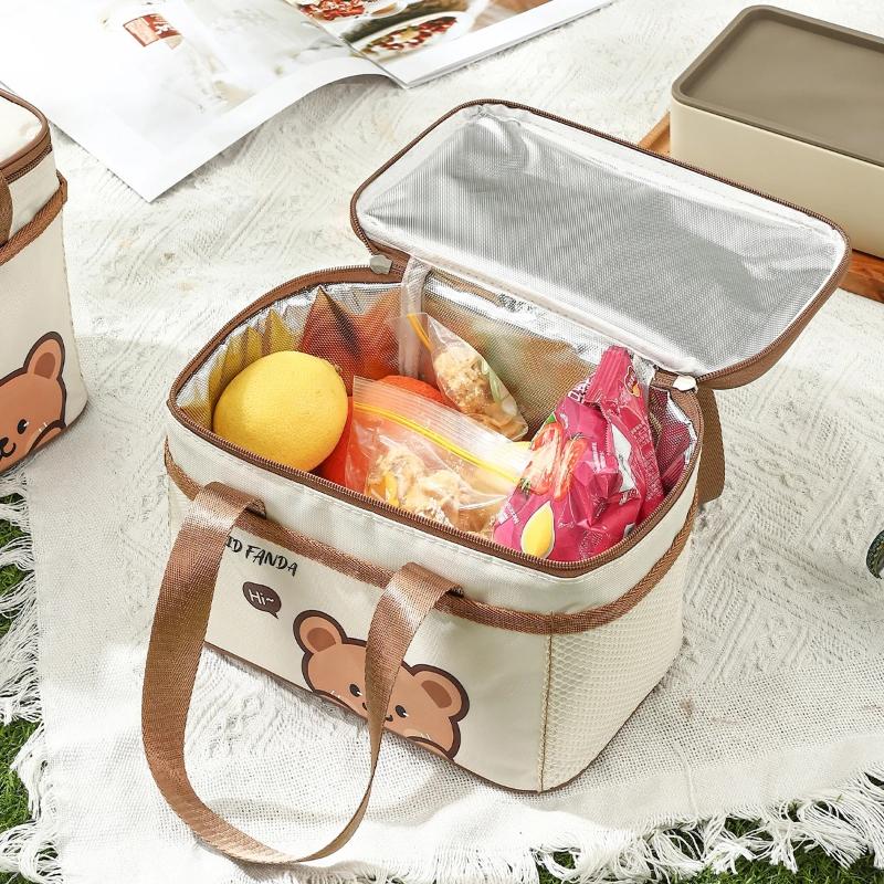 Cute Thermal Lunch Box Bag Student Portable Large Capacity Insulated Lunch Bag Waterproof Reusable Picnic Bag Cooler Bag Large Capacity Bento Bag