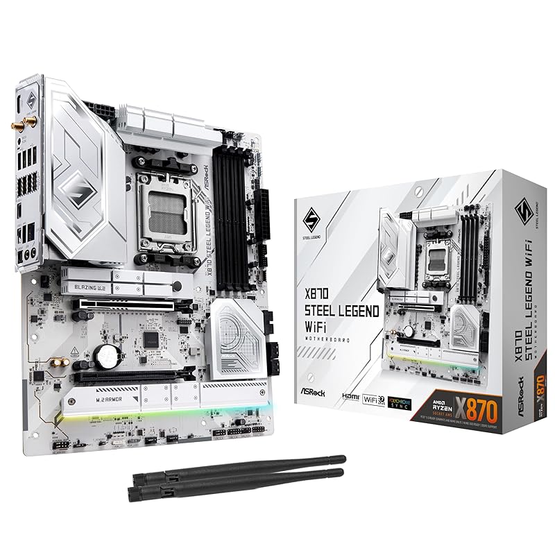 

Материнська плата ASRock X870 Steel Legend WiFi Процесор AMD Ryzen серії 9000 (Розетка AM5) відповідний чіпсет ATX [продукт авторизованого вітчизняного дистриб ютора]