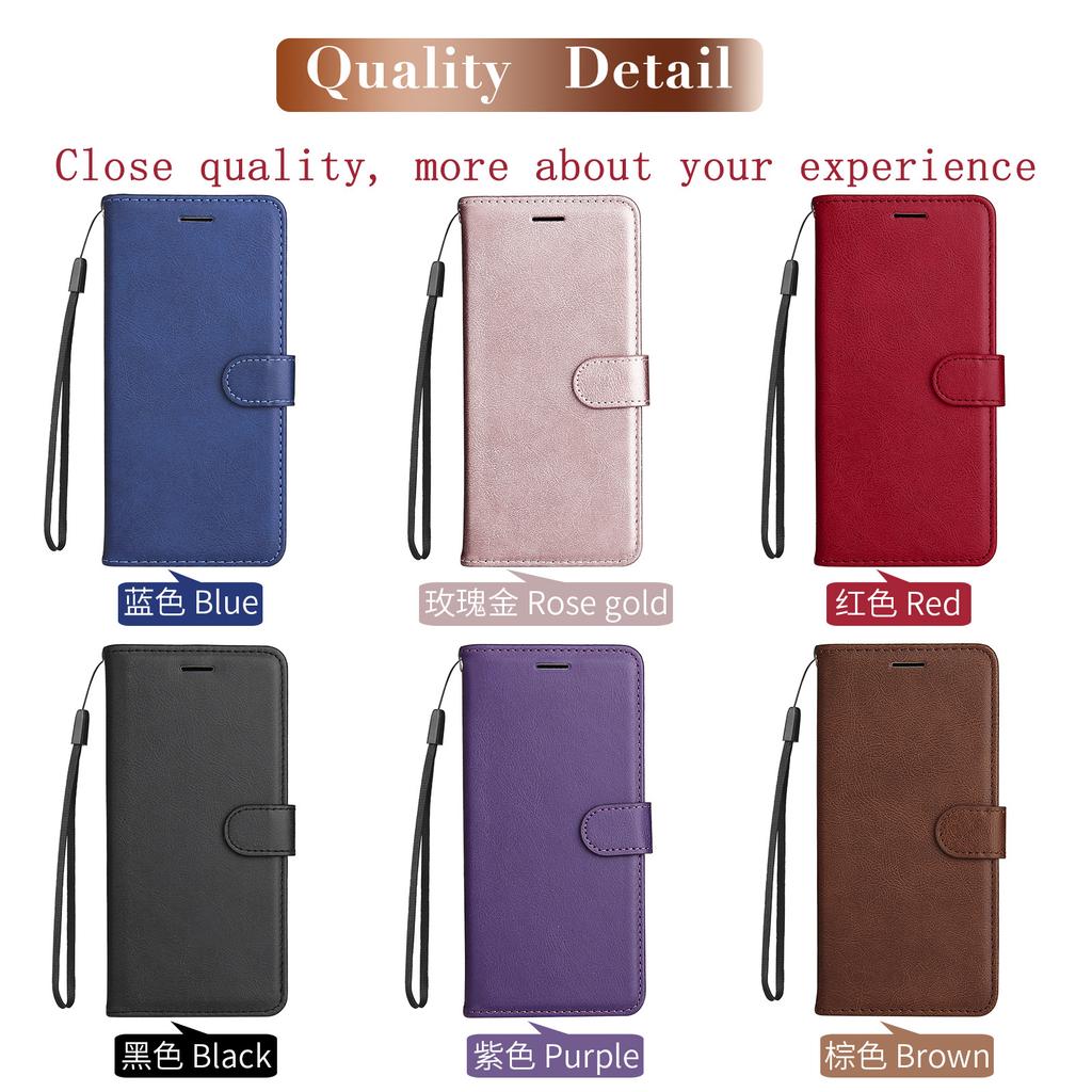 Geeignet für Samsung A54 Handy-Lederhülle, Xiaomi 13 einfarbige Lederstruktur-Kartenbrieftasche Schutzhülle, Redmi Note12