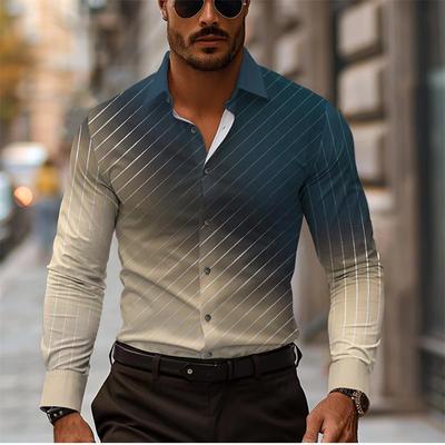Nová business casual pánská řada 3D tištěná košile formální jaro a léto límec dlouhý rukáv XS-5XL strečová tkanina košile 2024