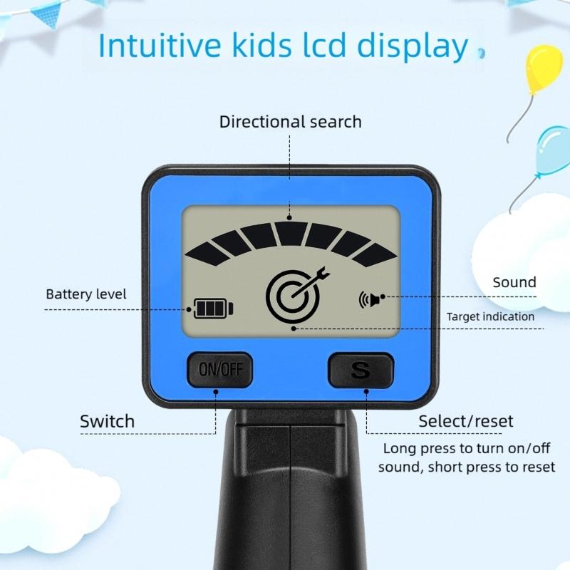 Kids Metal Detector Lightweight 1.2lbs Adjustable 60cm To 79cm Rod Secure Battery Cover Detects Gold Silver Coin Jewelry 10cm Underground Depth
