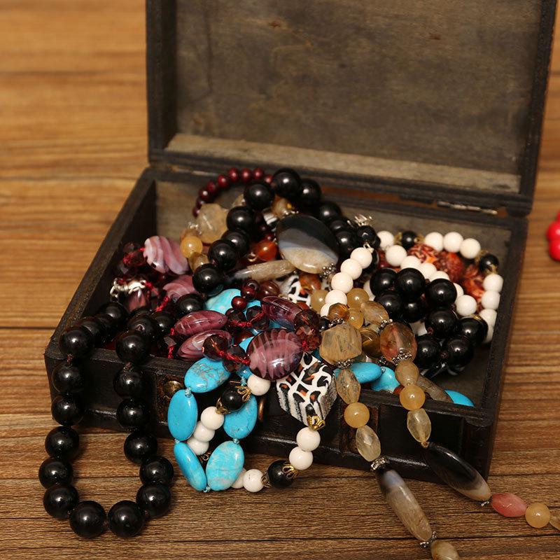 Vintage Wooden Lockable Storage Box for Jewelry and Accessories