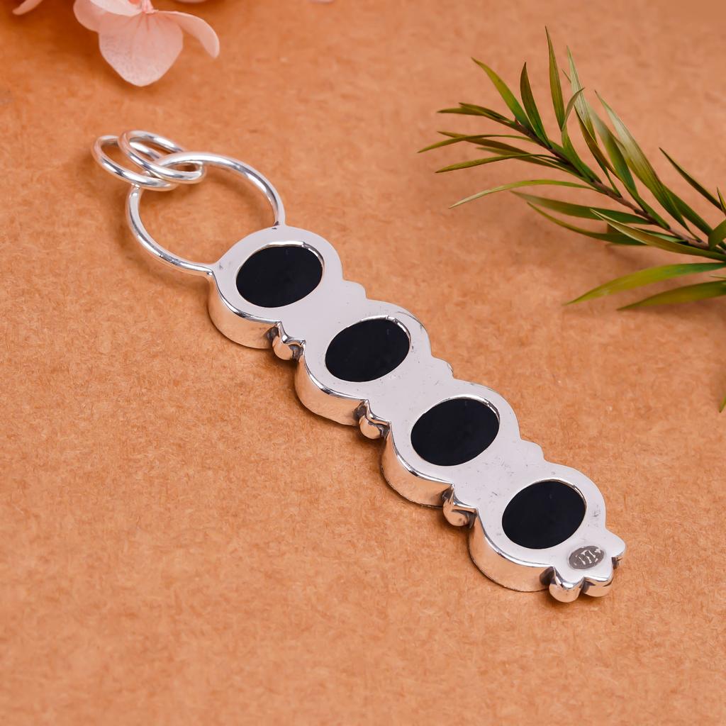 Black Onyx - Brazil Gemstone 925 Sterling Silver Pendant V8935, Black Pendant, Oval Pendant, Valentin's Day Gift, Gift For Her, Birthday Gift, Handmad
