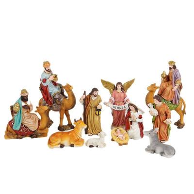 Christmas Nativity Figurines Resin Nativity Scene Statue with Stable Holy Family Statue Table Centerpieces Home Decors