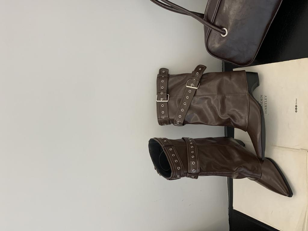 Niche Light Luxury 2025 Autumn and Winter Retro Pointed Thick Heel Women's Boots Women's Shoes High Heel Soft Leather