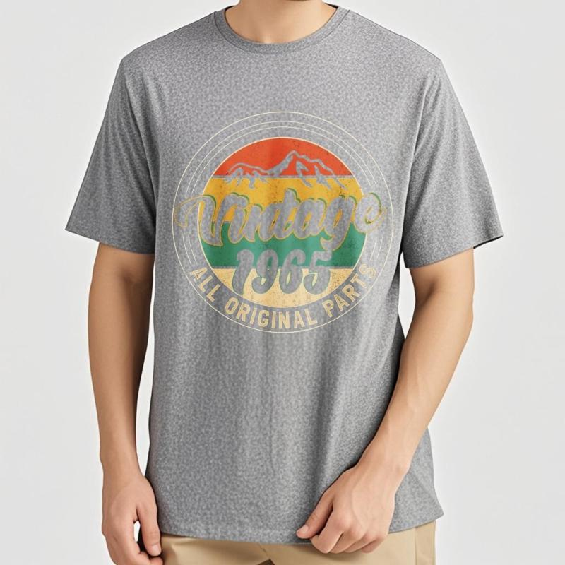 Black summer Boys t shirt Vintage 1965 All Original Parts Short Sleeve Solid Color O Neck tops men cotton tshirt fashion tops