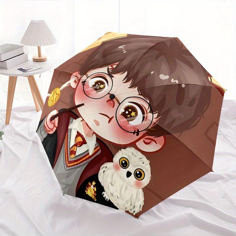 

1pc Adorable Harry Potter Inspired Automatic 3-Fold Umbrella Design, Cute Cartoon Pattern, Portable Outdoor Umbrella, Perfect, Holiday Gift