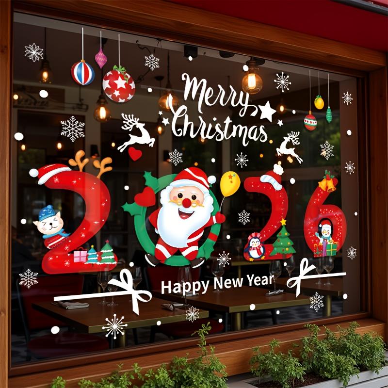 A Christmas Decoration Item for 2026 Featuring Along with Merry Christmas Greetings. These Are Window Decorations, Glass Doors.
