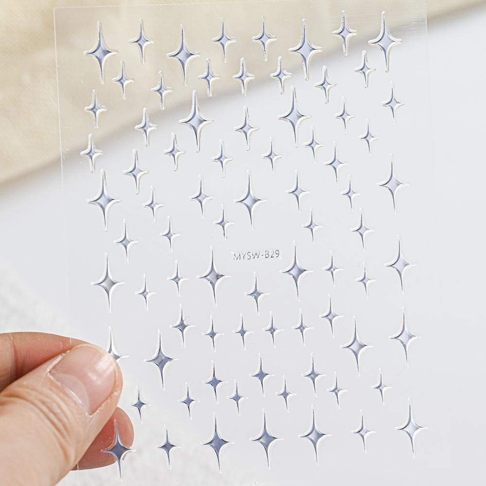 9-Color Four-Pointed Star Nail Art Sticker Diy Plastic Nail Art Decorative Sticker Color Star Light Nail Art Sticker