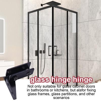 Charnières de porte de douche Armoire Charnière de verre sans perçage Pince Charnière de porte en verre sans cadre montée sur le côté Pour salle de bain Vitrine Vin