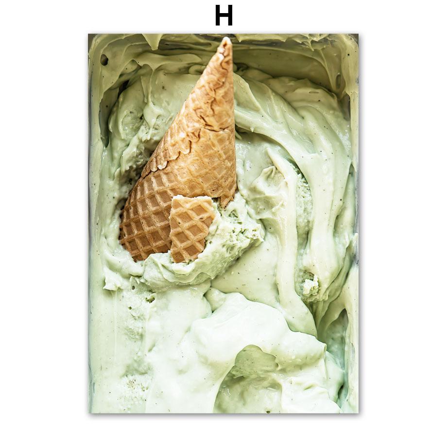 Grüne Eiswaffel Kuchen Zitat Poster und Drucke Wandkunst Leinwandmalerei Bilder für Getränkeladen Hotel Restaurant Raumdekoration