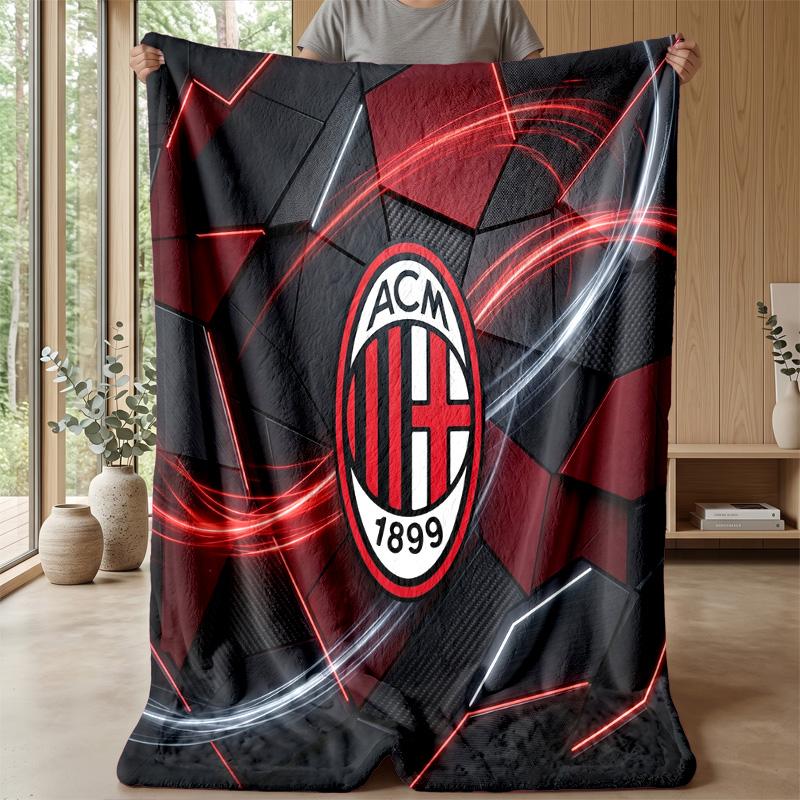 AC Milan Theme Blanket Soft Flannel Blanket Plush Throw Blanket Cozy Sofa Bed Blanket for Home Decor