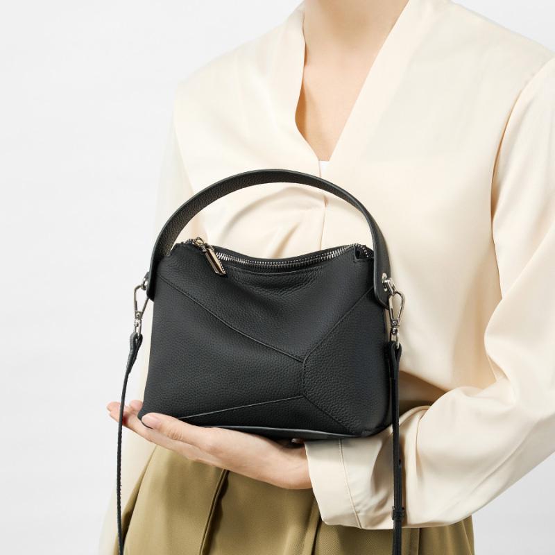 Bolso de Mujer 100% Piel Genuina Bolso de Mano de Lujo de Diseñador Moda Femenina Bolso de Hombro con Empalme Geométrico Bolsos Cruzados de Piel de Vaca