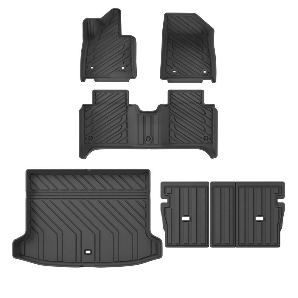 LUCKEASY for Lynk & Co 02 2025 Car Floor Mats Cargo Liner Trunk Pad TPE 3D Foot Mat Waterproof Odorless Tray Set BLACK