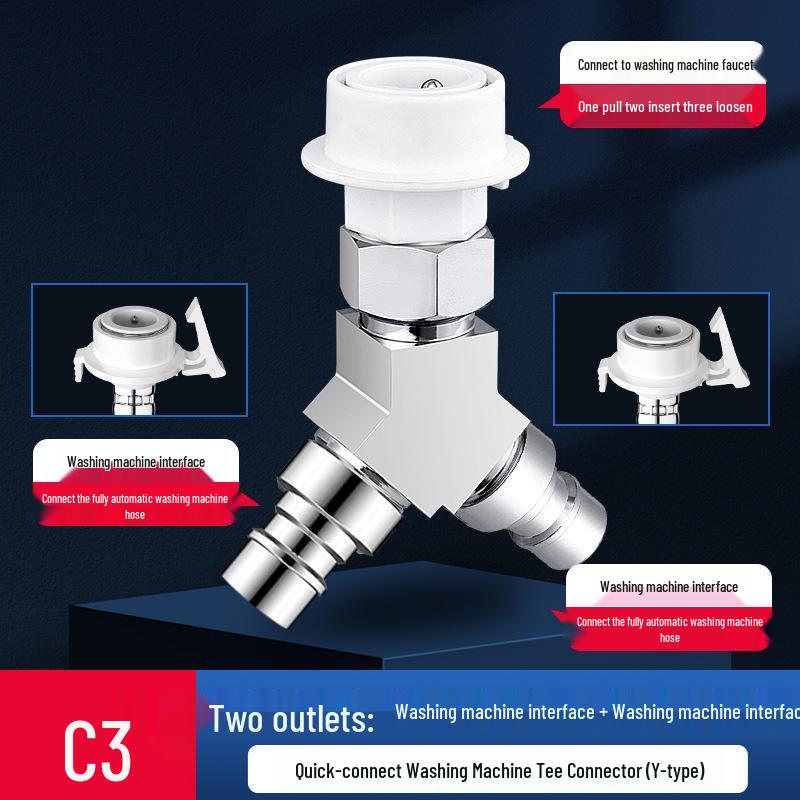 Dual Outlet Washing Machine Faucet Splitter Valve