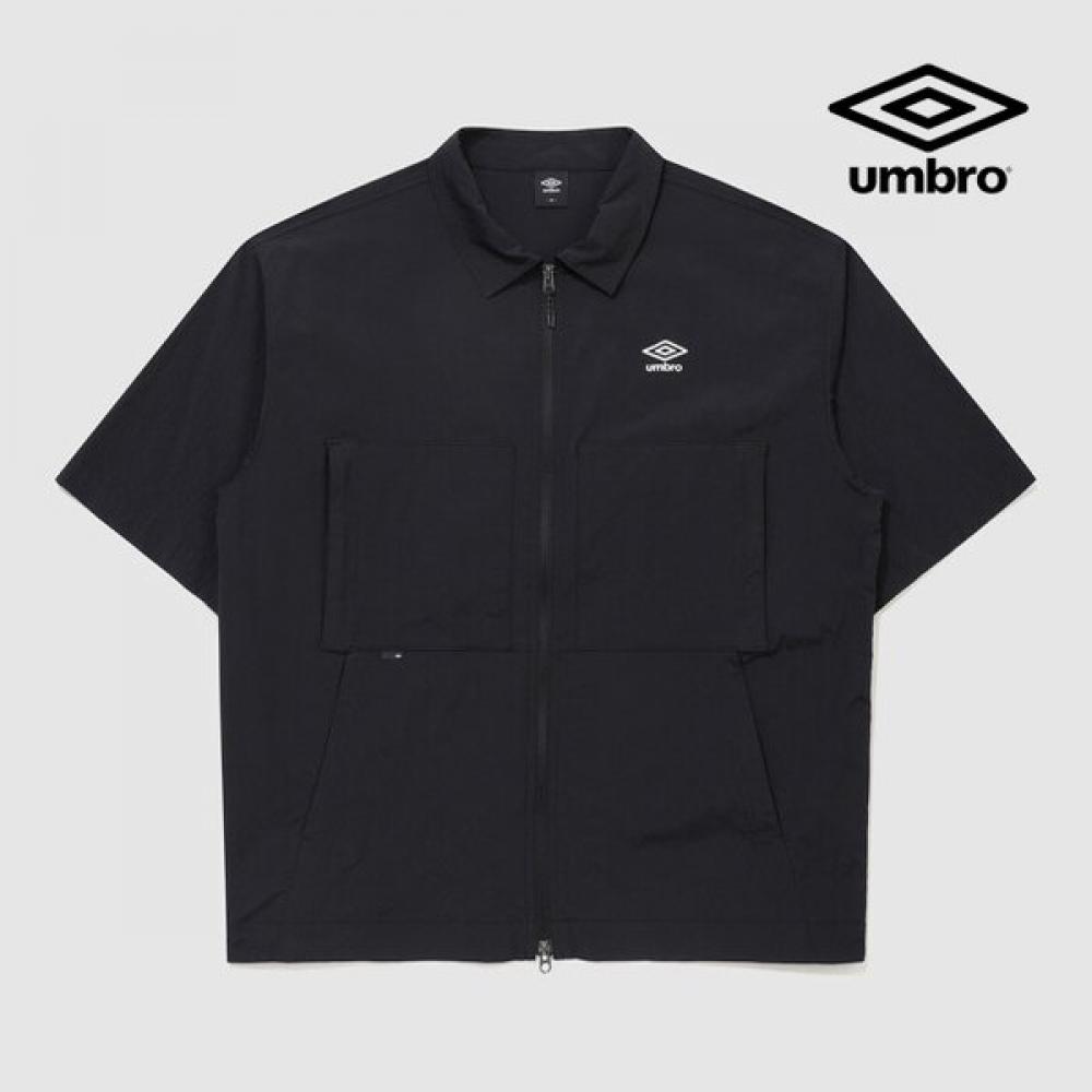 Umbro Men Cool Breeze Collar Short Sleeve Zip Jacket Black Ur324cjk78 blacks/085