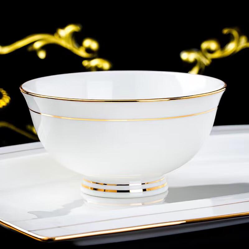 Nordic Gold-Rimmed Jingdezhen Ceramic Noodle Bowls
