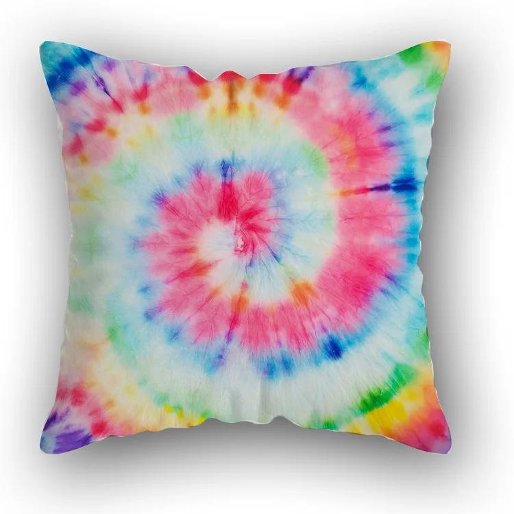 Sofa Bed  Square Pillowcases Home Decor Colorful Swirl  Bedroom Rainbow Decorative