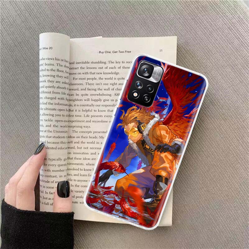 Anime MHA Hawks BNHA Phone Case For Redmi Note 13 12 Pro Plus 14 15 Pro 5G 11 11T 11E 11S 10 Pro 10S 9 9S Cover Cell Clear TPU C