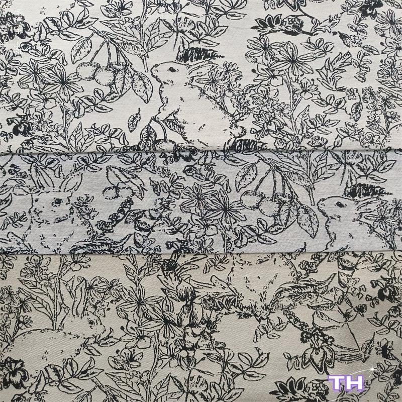 Chinese Style Rabbit Cherry Jungle Animal Jacquard Fabric Loafer Shoes & Bucket Hat.