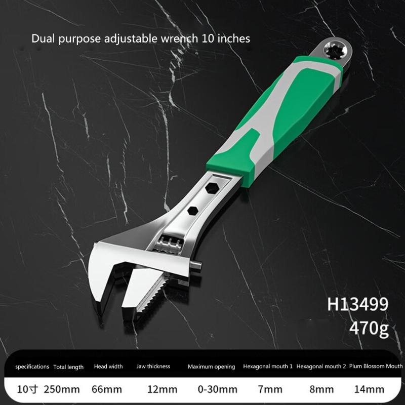 Adjustable Wrench Multifunctional Double Purpose Adjustable Wrench 8/10/12Inch Household Open Bathroom Pipe Adjustable