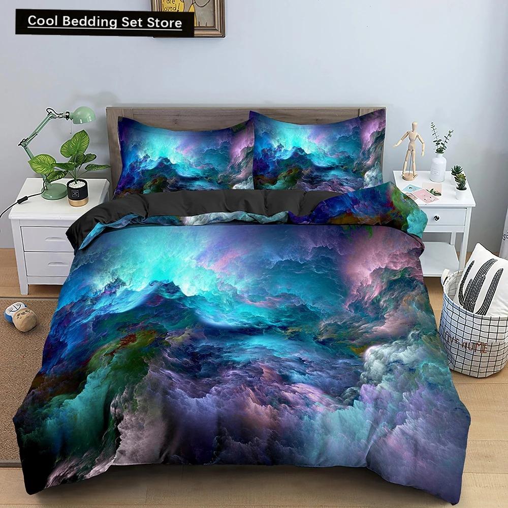 Starry Sky King Queen Duvet Cover Colorful Galaxy Bedding Set Outer Space 23pcs Quilt Cover Glitter Polyester Comforter Cover