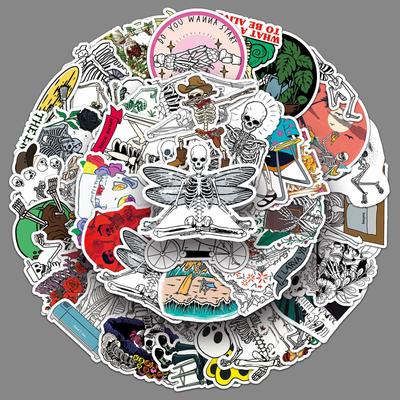 50 Pictures of Artistic Style Skull Doodle Personalized Creative Guka Decorative DIY Mobile Phone Case Suitcase Stickers