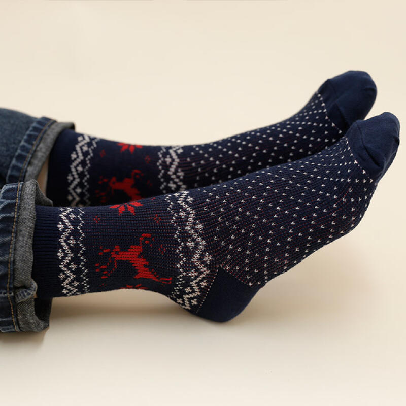 Jacquard Snowflake Christmas Socks Navy