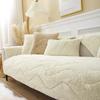 Nordic Plush Sofa Cushion Solid Color Sofa Cover Quilting Thicken Warm Sofa Towel Anti Slip Armrest Backrest Pillow Living Room