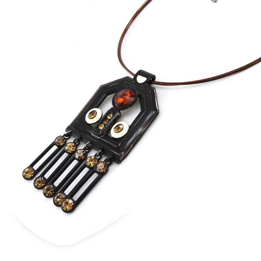 Les Trésors De Lily [J2807] - Designer Necklace 'Anamaya' Black Amber