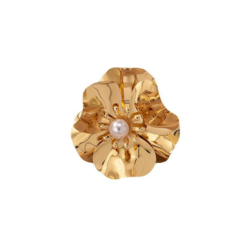 Cross-Border European-American Retro Luxury Floral Petal Ring - Women's Statement Jewelry