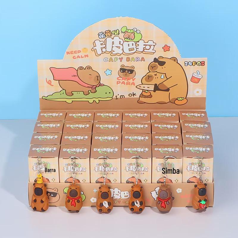 Capybara Cartoon Keychain: Cute Blind Box Figurine, Perfect for School Rewards or Small Gifts.