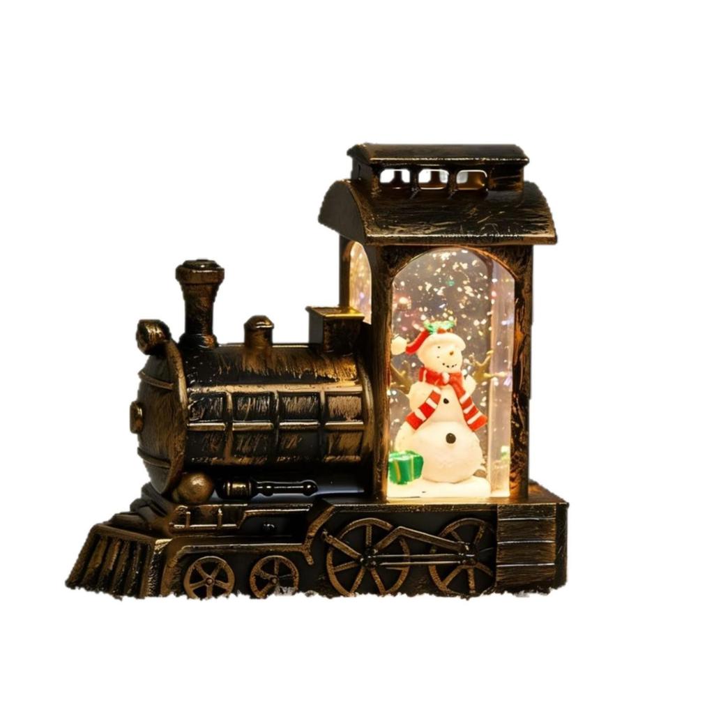 Christmas Snowflake Train Lantern Ornament - Water-Filled Luminous Desktop Decoration