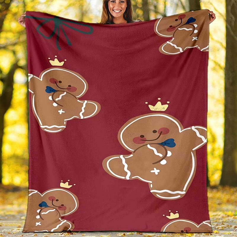 Christmas gingerbread man Theme Printed Blanket - Perfect for Couch, Bed, Travel & Outdoor Use | Machine Washable, Cozy & Durable.