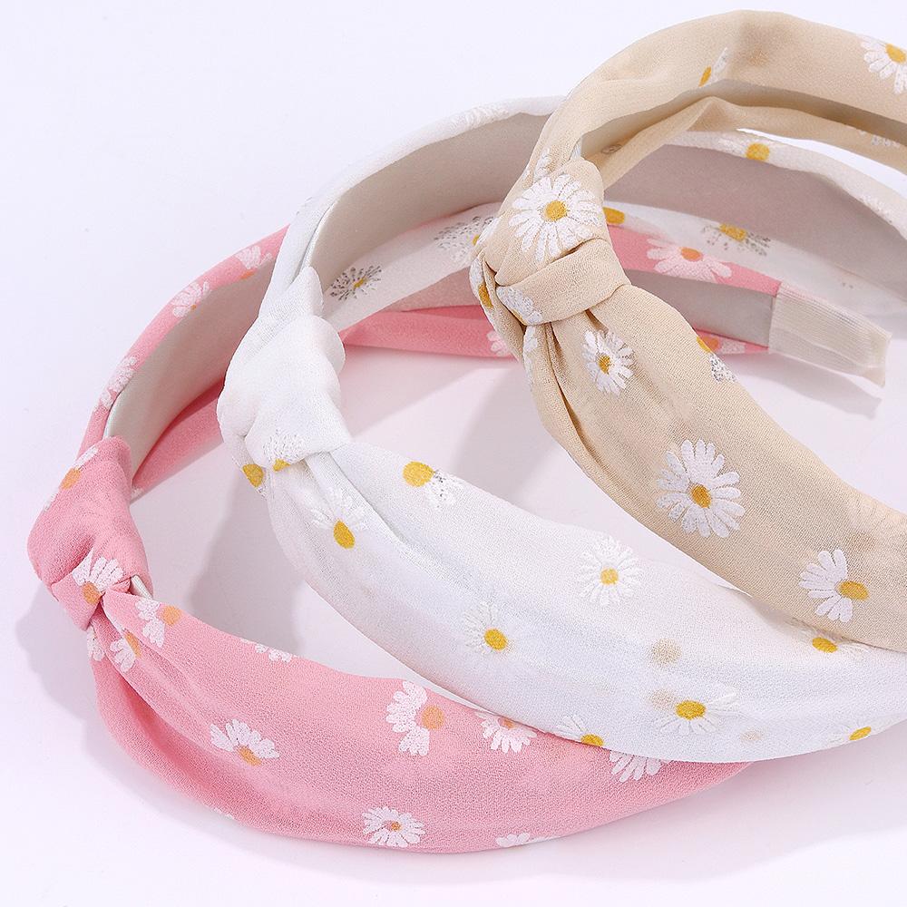 3Pcs Trendy Flower Headband Sweet Floral Print Hair Band Knot Hairband Girls Kids Women Wide Head Hoop Daily Diadem Accessories