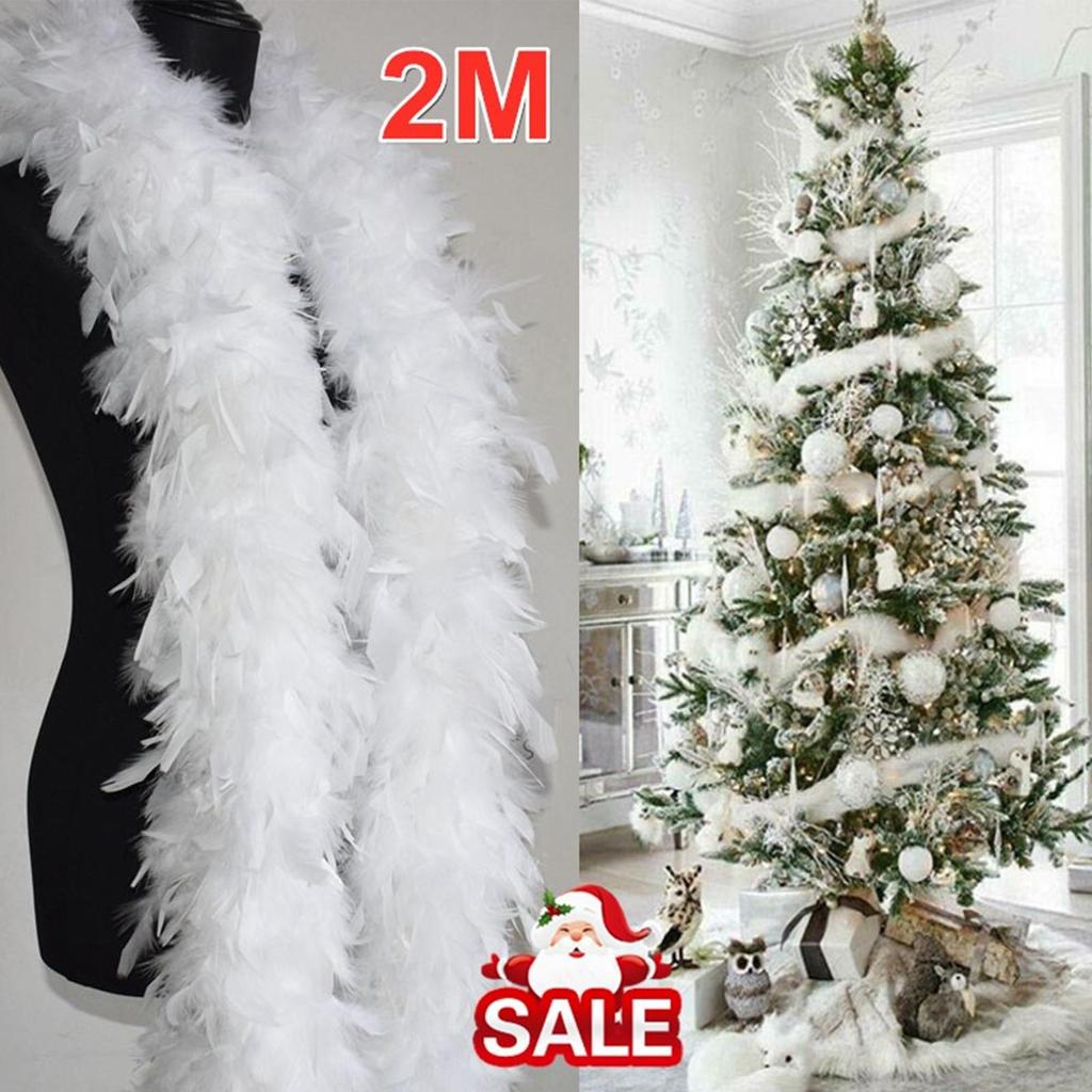 2M Christmas Tree Decoration White Feather Strips Christmas Wedding New Year Decoration Christmas Party Decoration