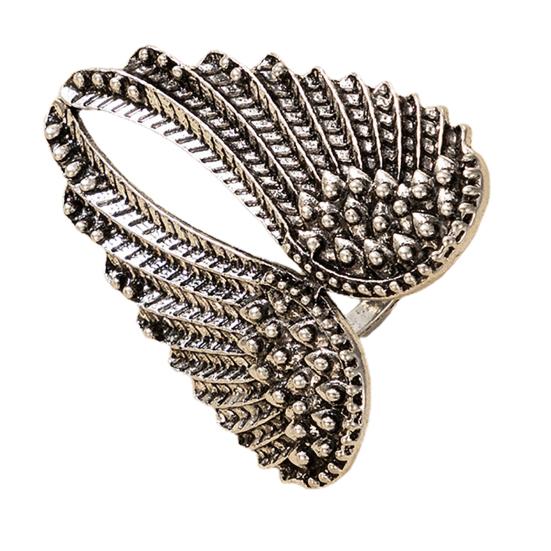 

Adjustable Silver Angel Wing Fashion Ring In Wear-Resistant Alloy срібний