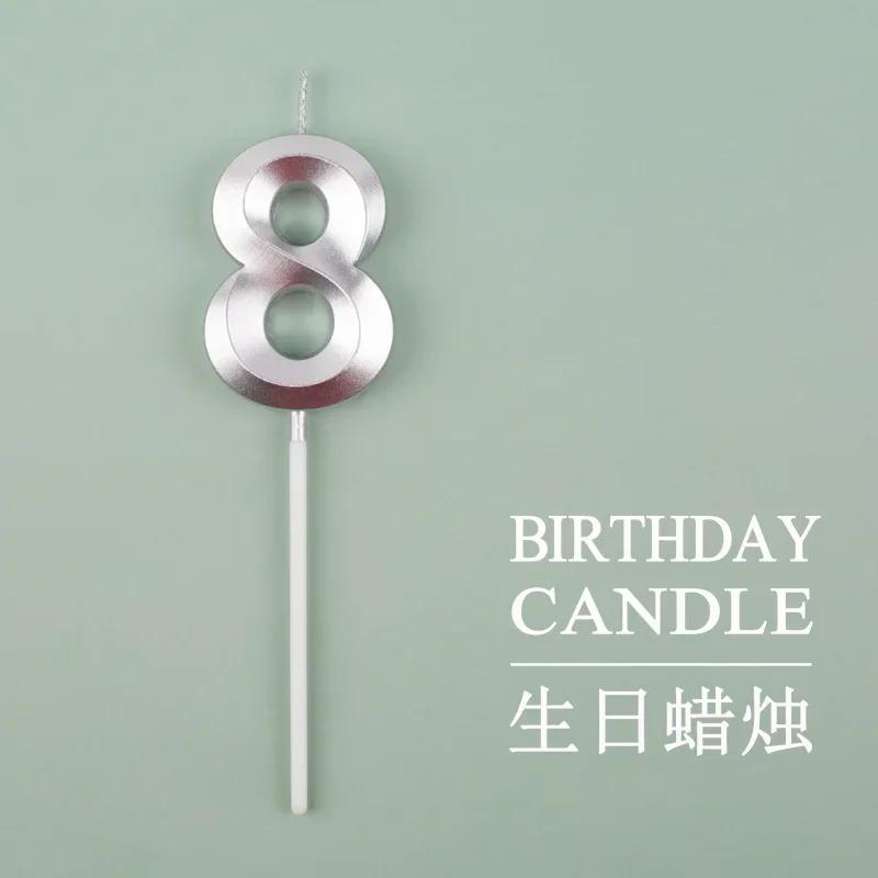 1Pc New 0-9 Number Birthday Candles Extended Big 3D Design Cake Candle Topper Decoration For Birthday Anniversary Celebration