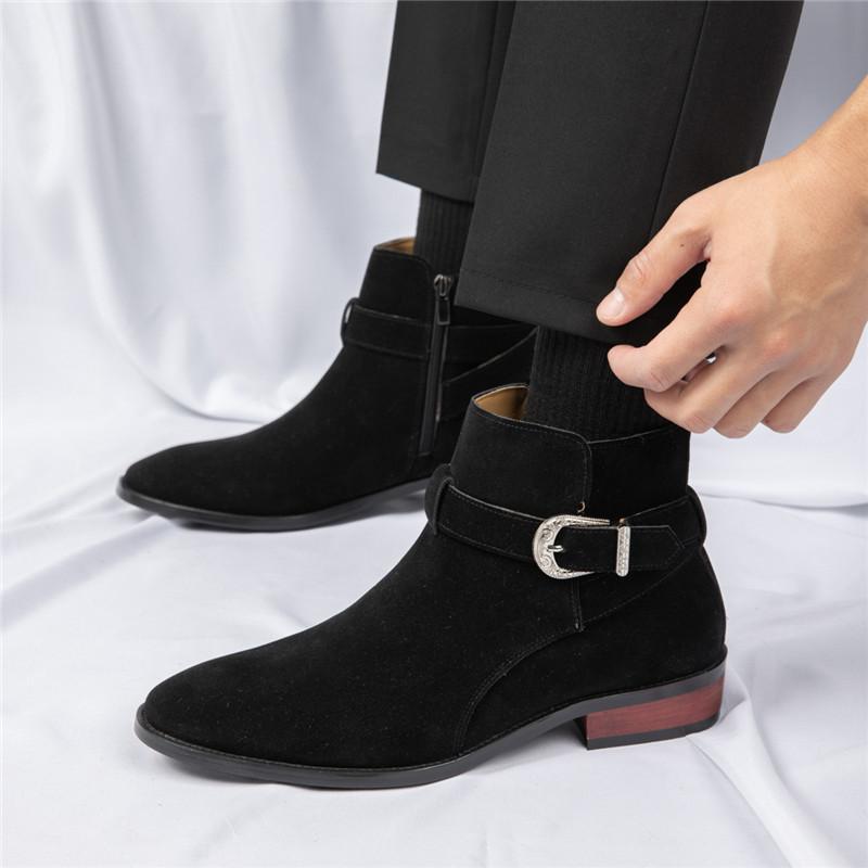 

Мода Мода Новые Мужские Замшевые Кожаные Остроносые Деловой Повседневный Ботильон Мужские Зимние Высокие Новые Удобные Кожаные Ботинки Челси 43