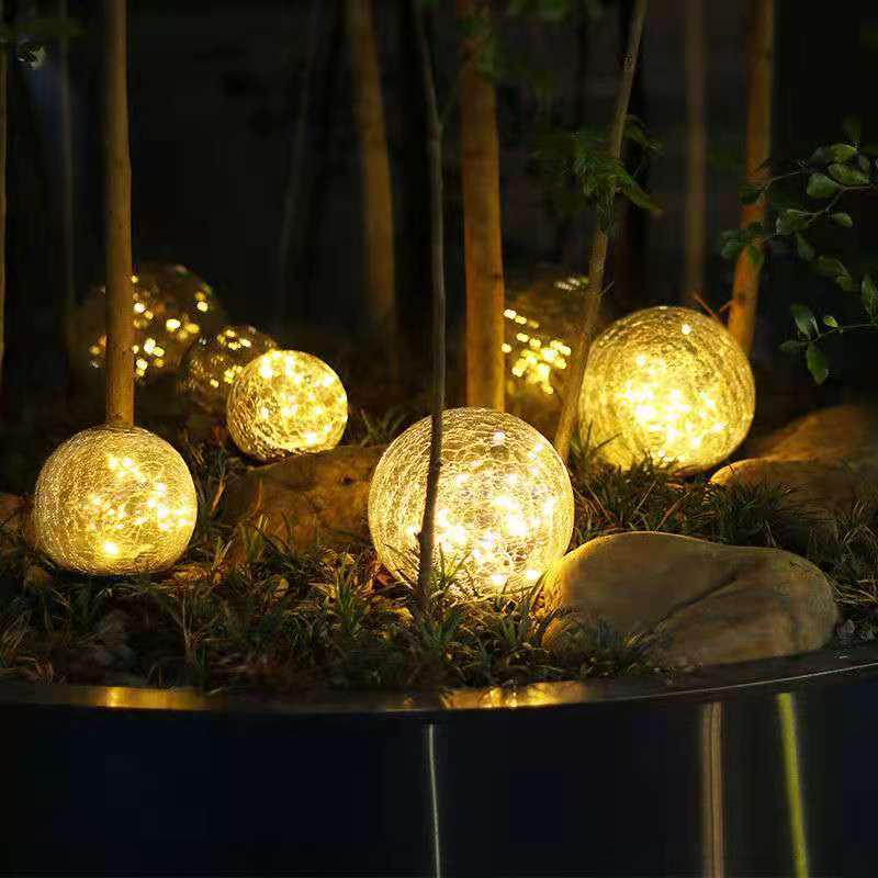 Solar-Powered Glass Crackle Light - Outdoor Garden Decoration, Creative Hanging Mason Jar for Christmas & Wishing Lights