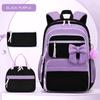 Corduroy Three-Piece Backpack Cherry Pattern Girl Heart Large Capacity Lightweight Backpack