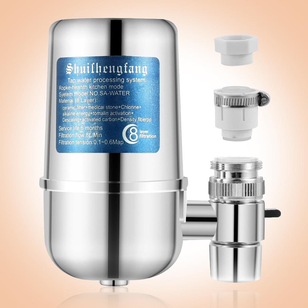 600L Faucet Water Filter Reduce Chlorine/Heavy Metals Faucet Mount Water Filtration System Dual Output Tap Water Filter for Home