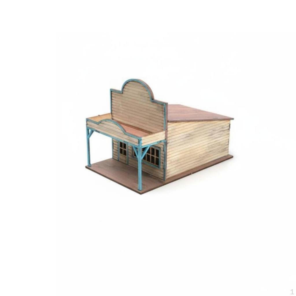 1/72 Scale Western Town Model Handmade Gift DIY Wooden Building Assembly Kit Realistic Detail
