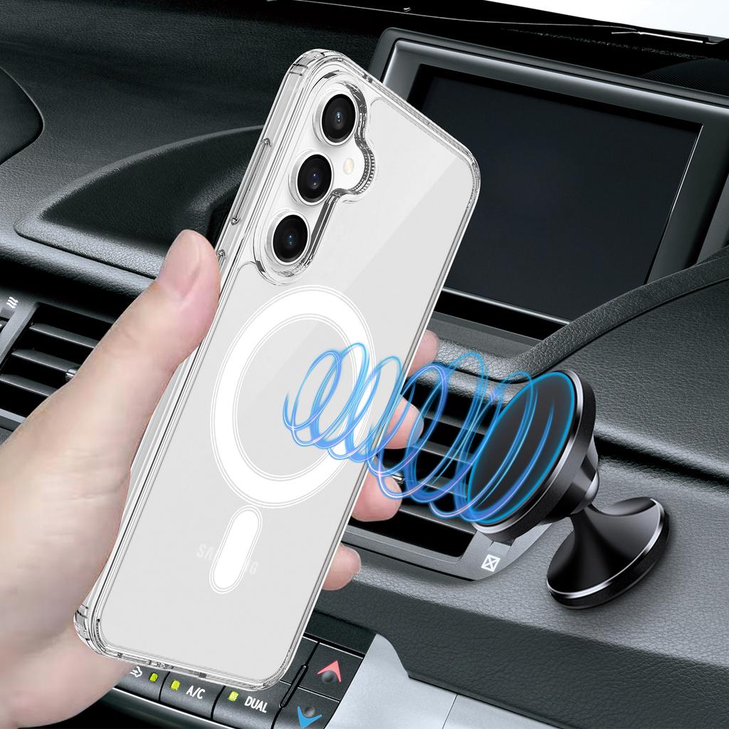 For Samsung Galaxy S25 FE Clear Phone Magnetic Case TPU+Acrylic Back Cover